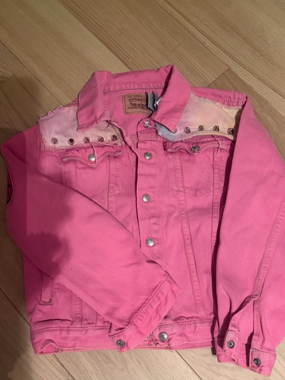 Levi's Pink Girls' Denim Jacket with Stud Accents